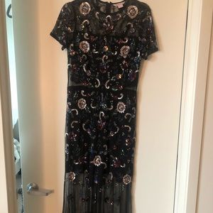 Miss Selfridge Black Gown with sequin appliqué
